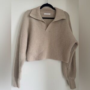 12th Tribe Cream V-Neck Sweater